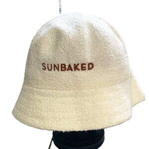 SUNBAKED Bucket Hat Terry Towel Embroidered Logo White UNISEX One Size Fits Most